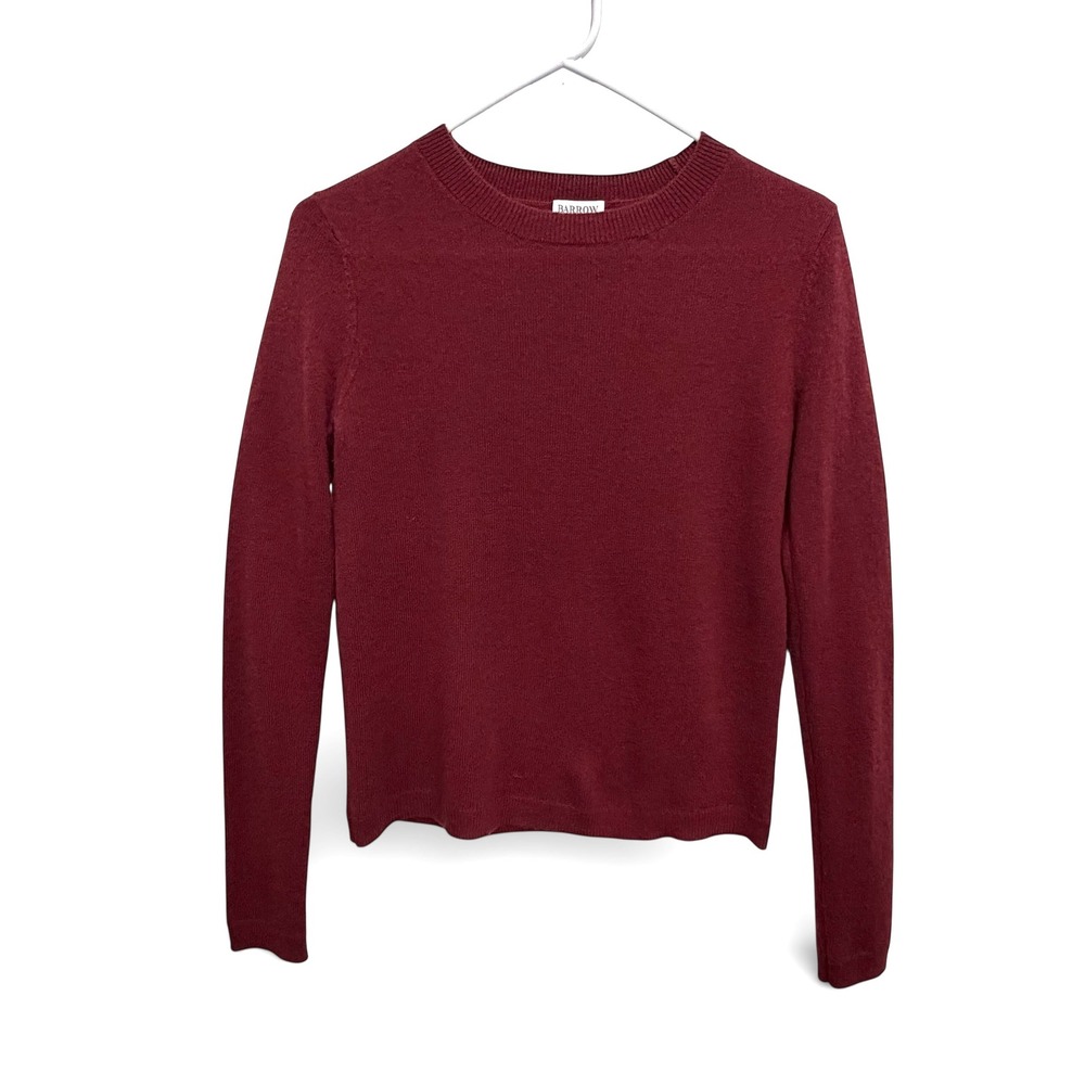 Barrow & Grove Burgundy 100% Cashmere Crew‎ Neck Sweater XS Wine Red Long Sleeve
